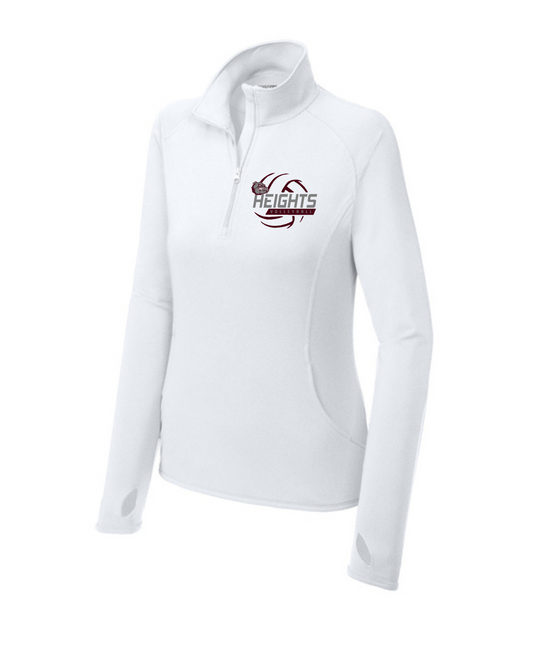 Heights Volleyball- Heights VB Ladies Stretch 1/4-Zip Pullover-White