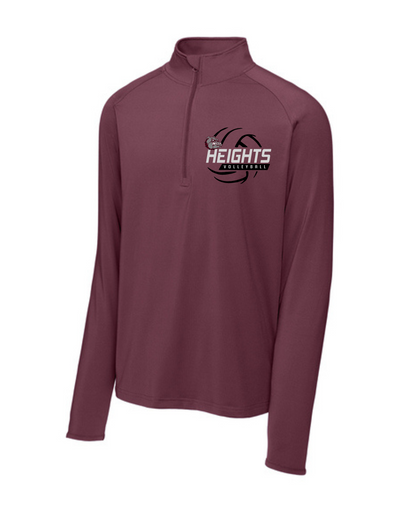 Heights Volleyball- Heights VB Stretch 1/4-Zip Pullover-Maroon