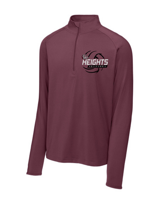 Heights Volleyball- Heights VB Stretch 1/4-Zip Pullover-Maroon