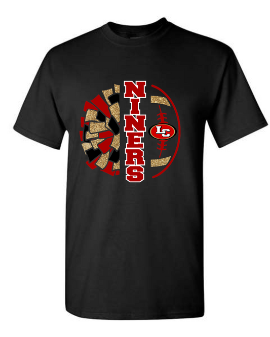 League City 49ers- Niners Cheer Split Pom Cotton Blend Tee- Black