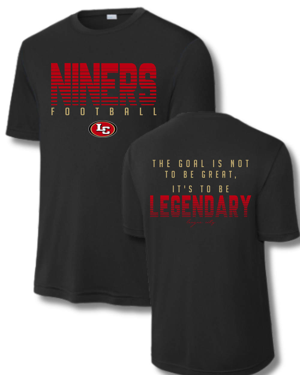 League City 49ers-Legendary NINERS- Performance Tee- Black