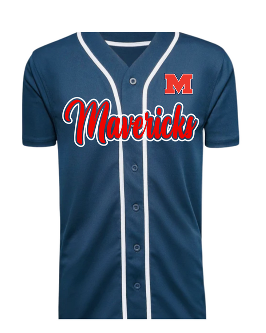 Manvel Baseball- Mavericks Baseball Jersey-Navy
