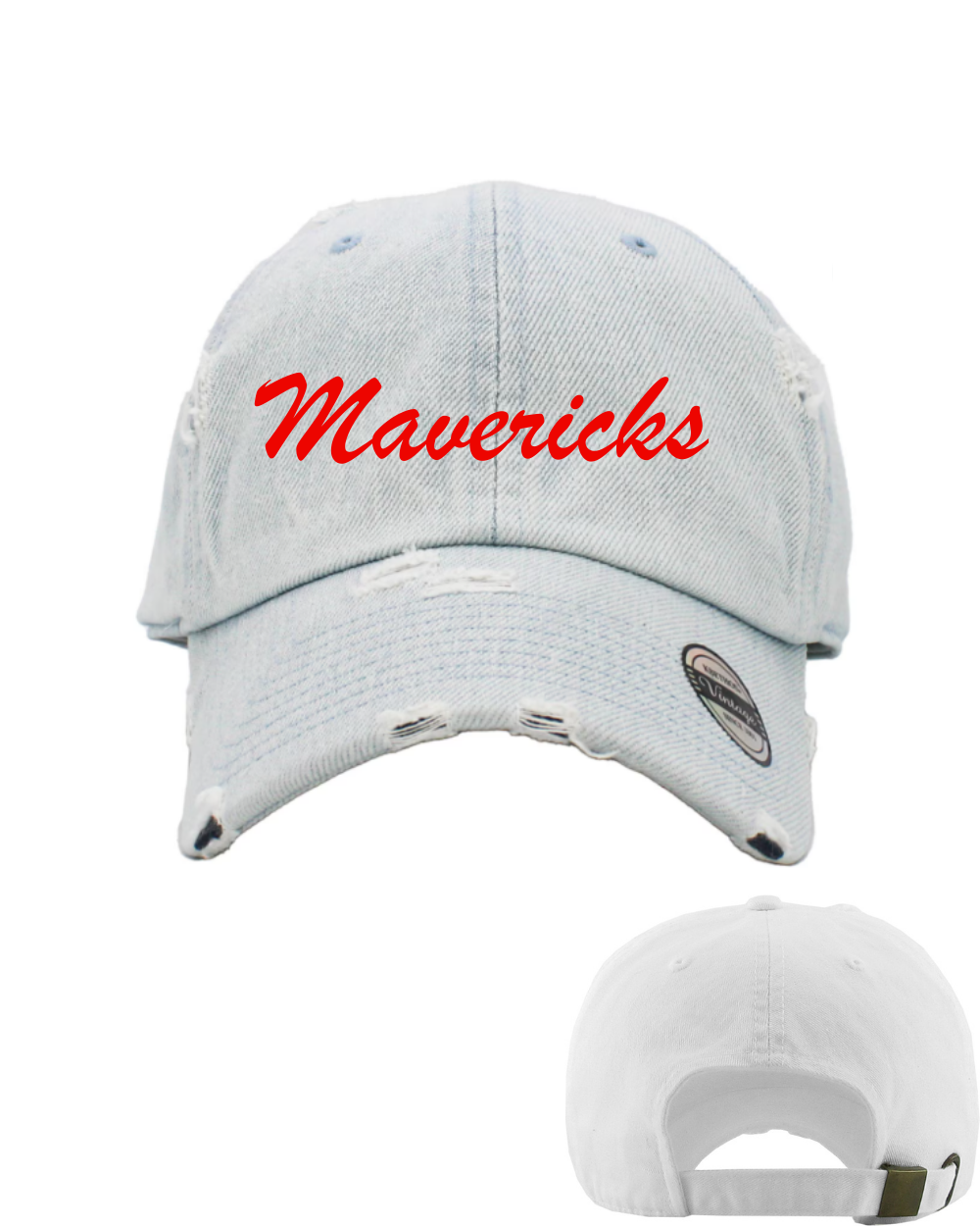 Manvel Athletics- Embroidered Mavericks Distressed Cap