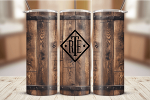 Monogrammed Whiskey Barrel Skinny Tumler