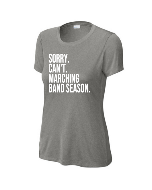 PHS Band Chaperone- PHS Band Sorry Cant... - Grey Concrete Heather Ladies Performance Tee
