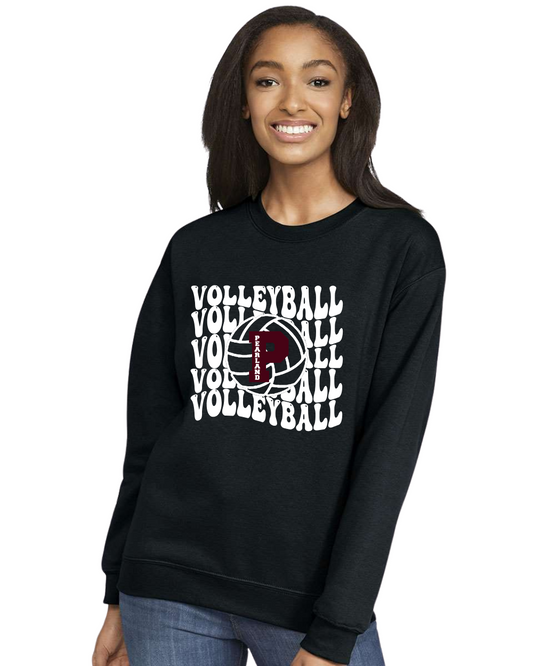 PHS Volleyball- Volleyball Repeat Crewneck Sweatshirt- Black