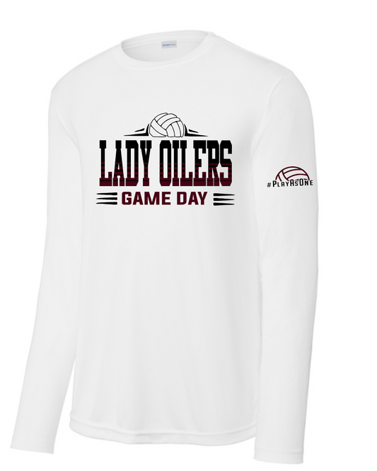 PHS Volleyball- Lady Oilers Gameday Long Sleeve  Performance Tee- White