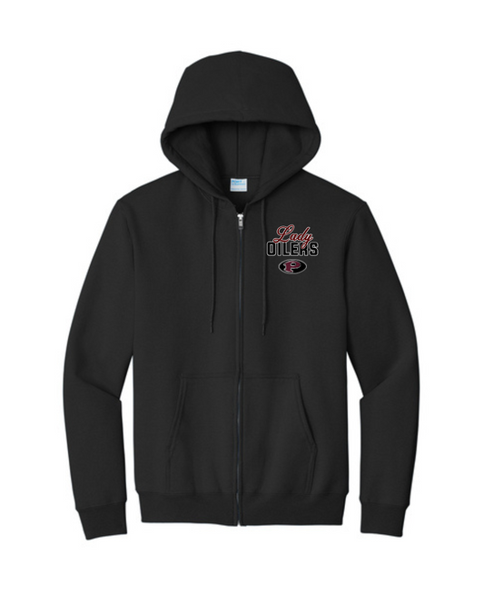 PHS Volleyball- Lady Oilers Full-Zip Hooded Sweatshirt- Black