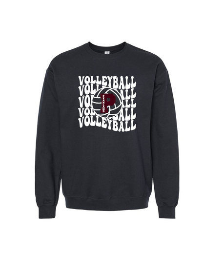 PHS Volleyball- Volleyball Repeat Crewneck Sweatshirt- Black
