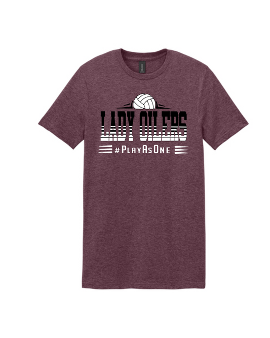 PHS Volleyball- Lady Oilers Play As One Cotton Tee-Heather Maroon