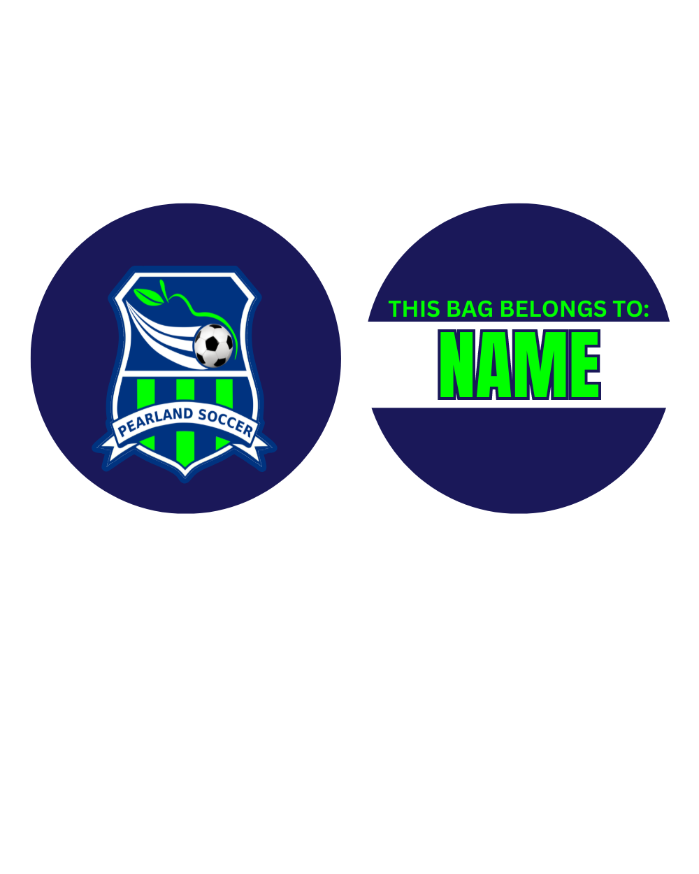 Pearland Soccer Bag Name Tag Trend Monkey Custom Apparel Printing