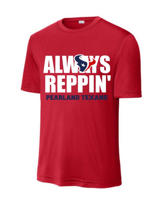 Pearland Texans - Always Reppin' Performance Tee- Red