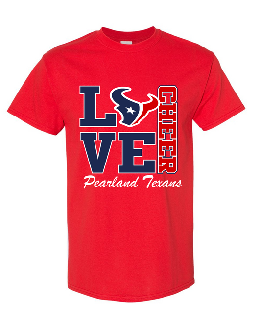 Pearland Texans - Love Cheer Cotton Blend Tee- Red