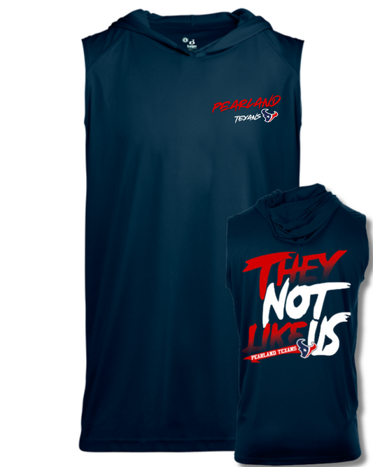 Pearland Texans -They Not Like Us- Sleeveless Hoodie-Navy