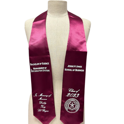 Graduation Stole DTF Print - Classic  Colors- Custom Design Selection
