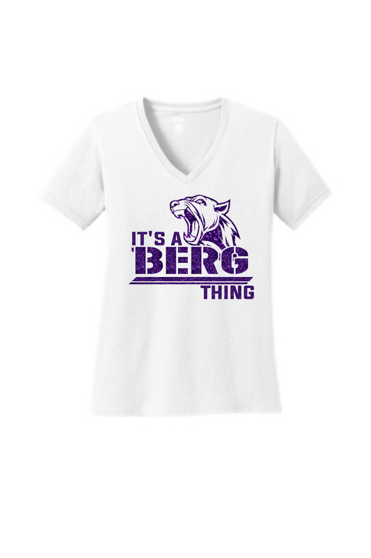 Rosenberg Panthers-  SS Cotton Ladies Tee- Glitter It's a Berg Thing- White