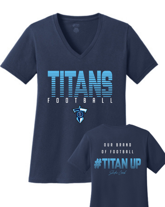 Shadow Creek Titans- Titans Football Ladies Vneck Cotton Tee