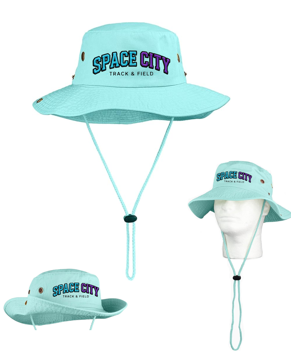 Space City Track & Field - Space City Embroidered  Boonie Hat - Aqua