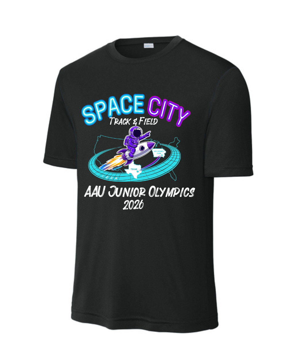 Space City Track & Field -AAU JO Performance Tee - Black