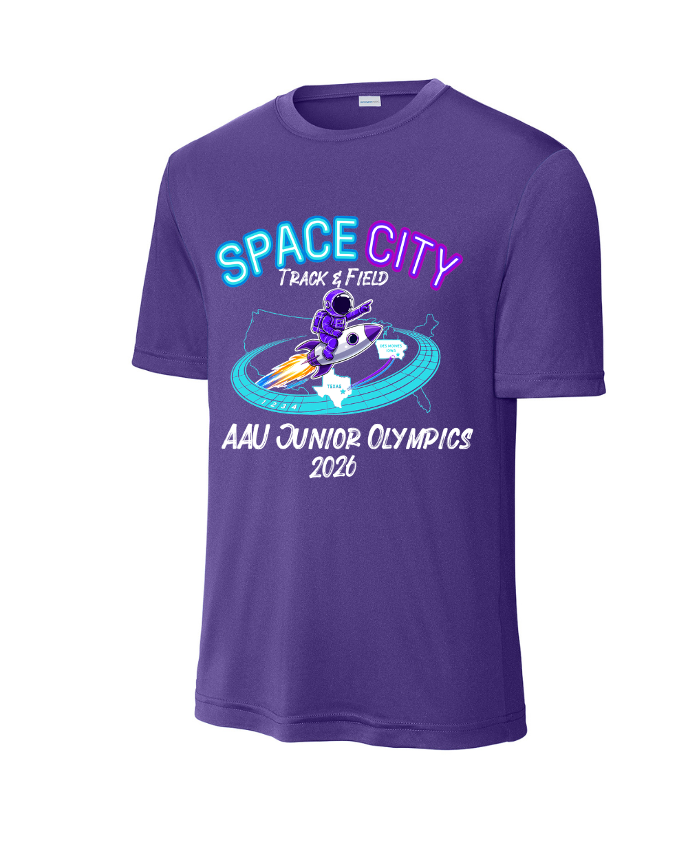 Space City Track & Field -AAU JO Performance Tee - Purple