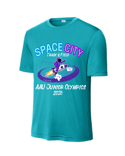 Space City Track & Field -AAU JO Performance Tee - Tropic Blue