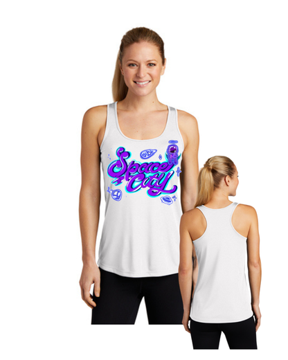 Space City Track & Field -Logo Ladies Racerback Performance Tanktop - White