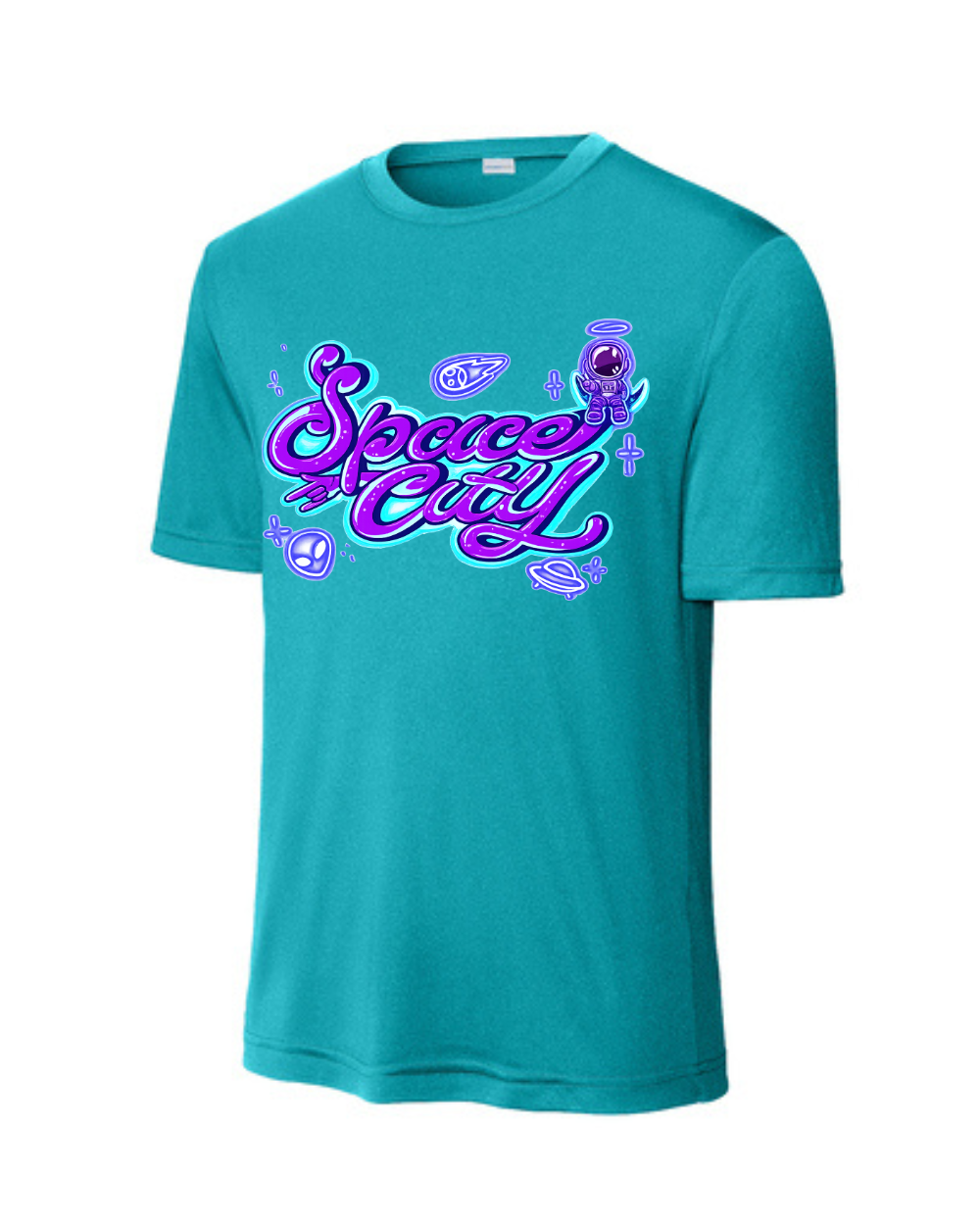 Space City Track & Field Space City Track- Logo Performance Tee - Tropic Blue