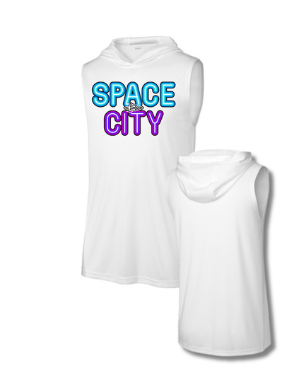 Space City Track & Field -Space City Performance Sleeveless Hoodie  - White