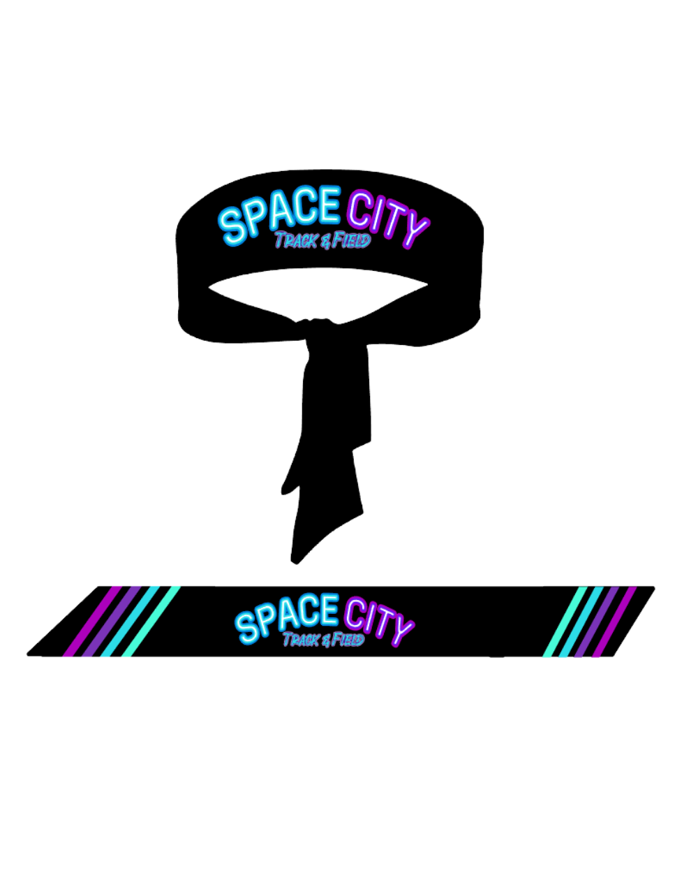 Space City Track & Field -Tie Back Headbands - Black