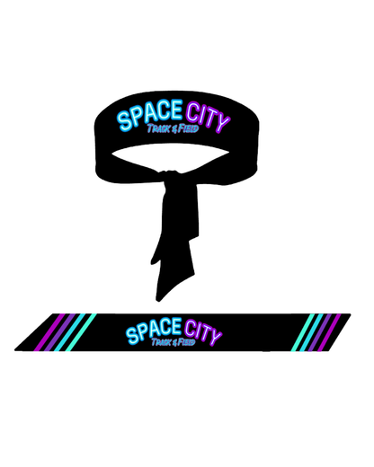 Space City Track & Field -Tie Back Headbands - Black