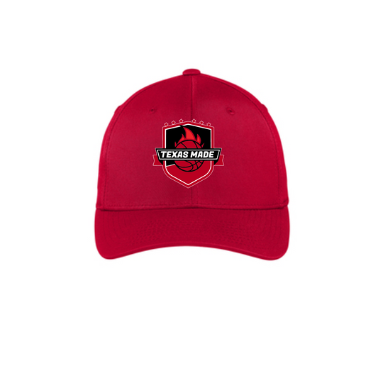 Texas Made-  Tx Made Logo Basketball Fitted Hat- red