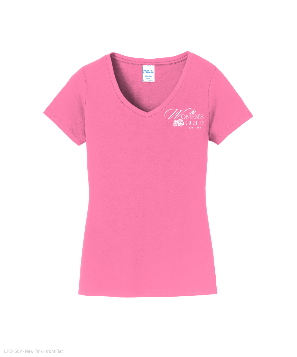 The Women's Guild- Ladies Vneck Cotton Tee - New Pink