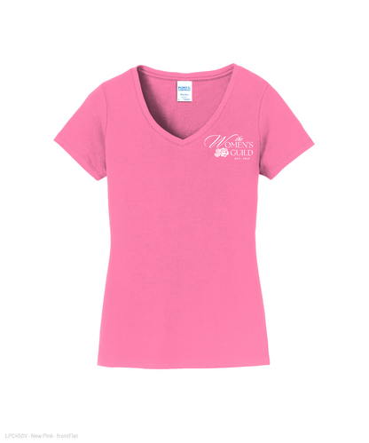 The Women's Guild- Ladies Vneck Cotton Tee - New Pink