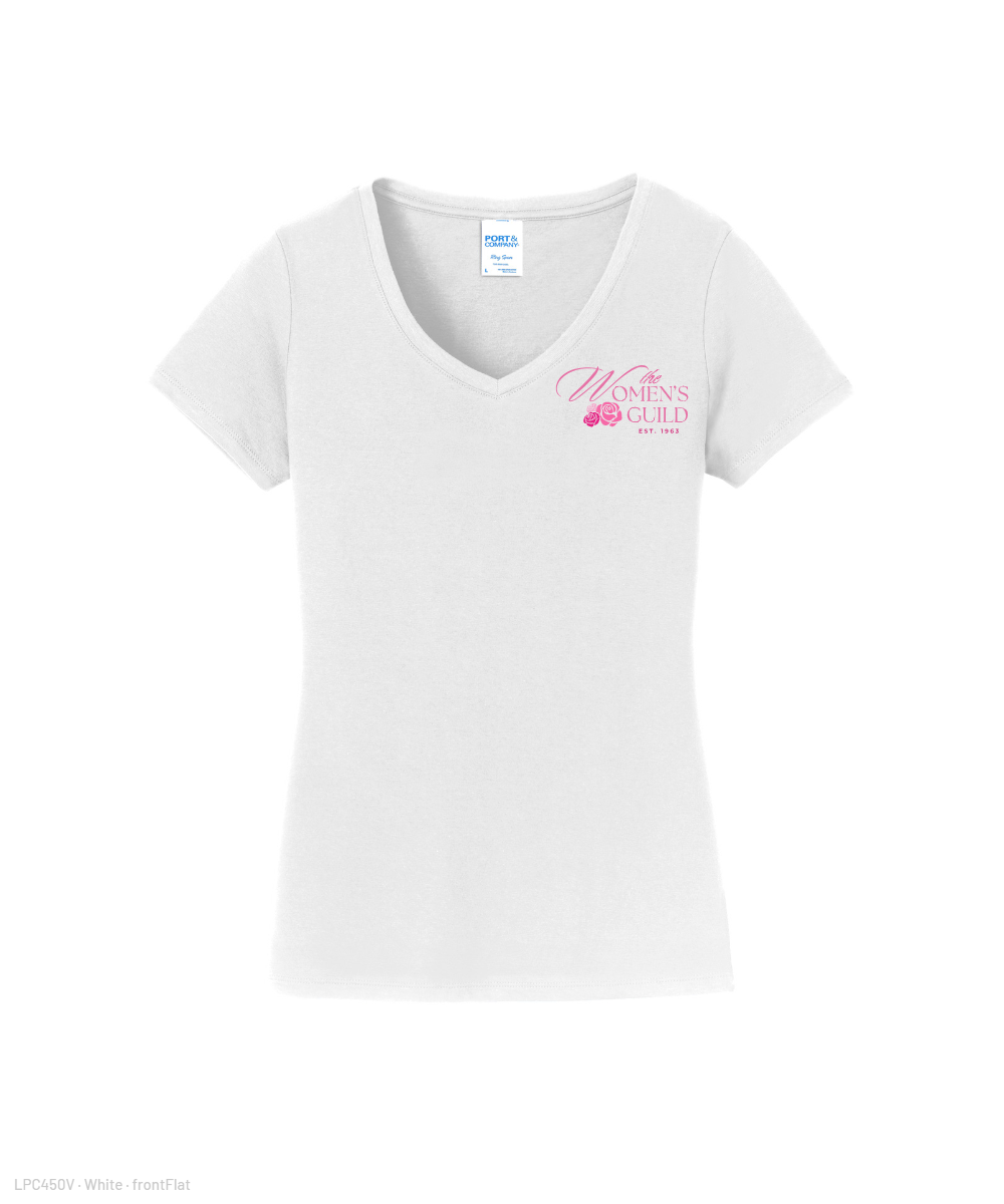 The Women's Guild- Ladies Vneck Cotton Tee - White