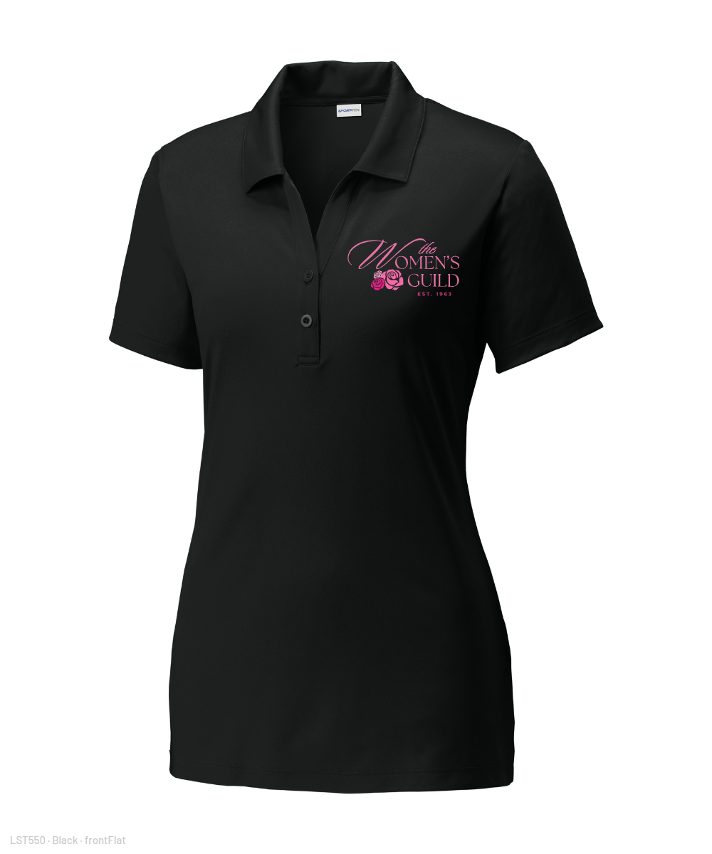 The Women's Guild- Embroidered Ladies Performance Polo - Black