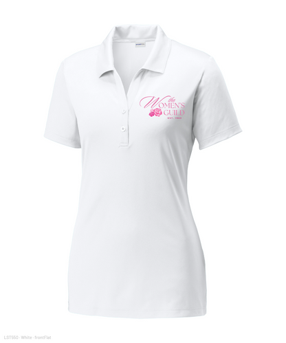 The Women's Guild- Embroidered Ladies Performance Polo - White