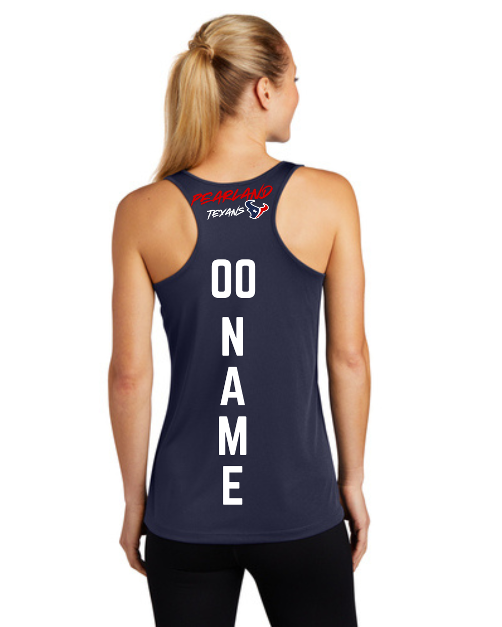 Pearland Texans -They Not Like Us- Ladies Racerback Tanktop-Navy