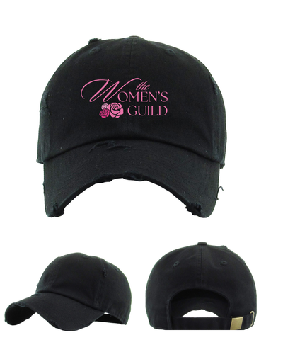 The Women's Guild- Embroidered Distressed Dad Hats - Black