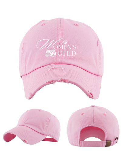 The Women's Guild- Embroidered Distressed Dad Hats - Light Pink
