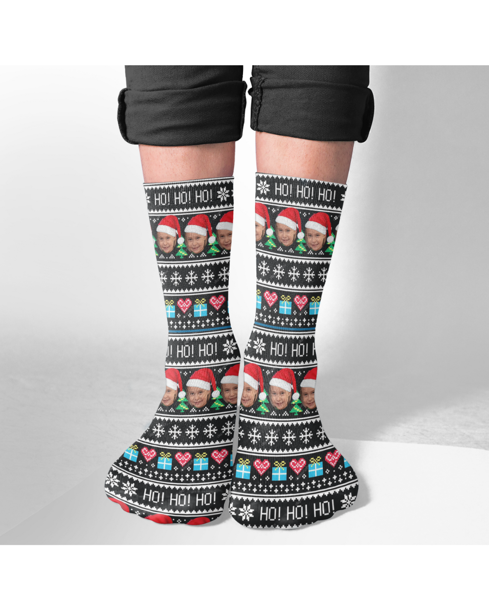 Christmas Photo Socks- Ho Ho Ho
