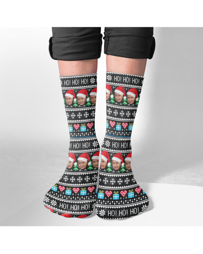 Christmas Photo Socks- Ho Ho Ho