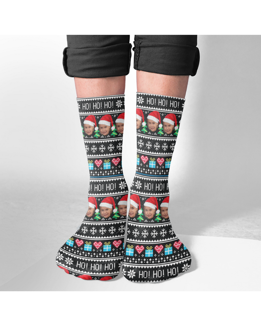 Christmas Photo Socks- Ho Ho Ho