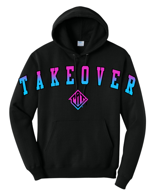 CAT Takeover-  Takeover Pink & Blue  Cotton Blend Hoodie-Black