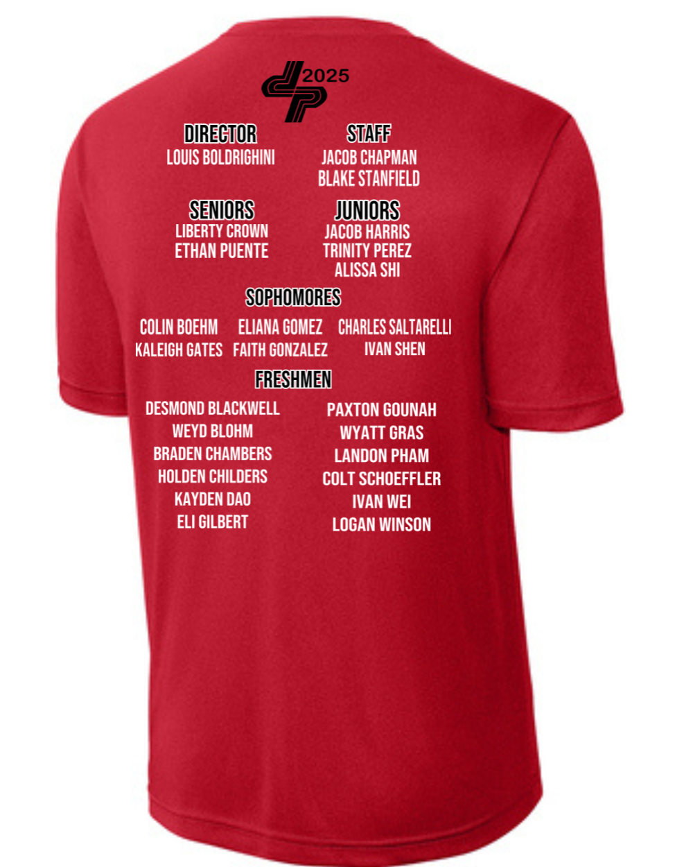 Dawson Band- Front Ensemble Red Performance Section Shirt 2025