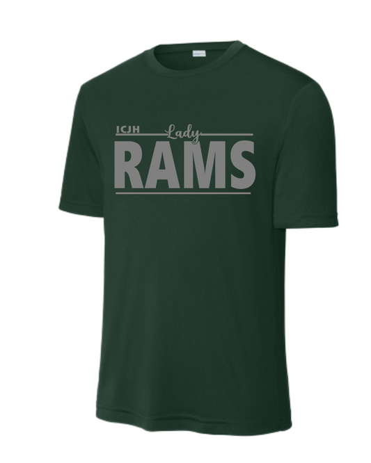 ICJH- ICJH Lady Rams Girls Athletics Performance Tee- Dark Green
