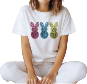 Graphic Tee- Easter Bunny Faux Sequins