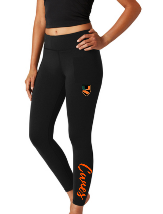 Pearland Hurricanes - Black Leggings- Canes Crest