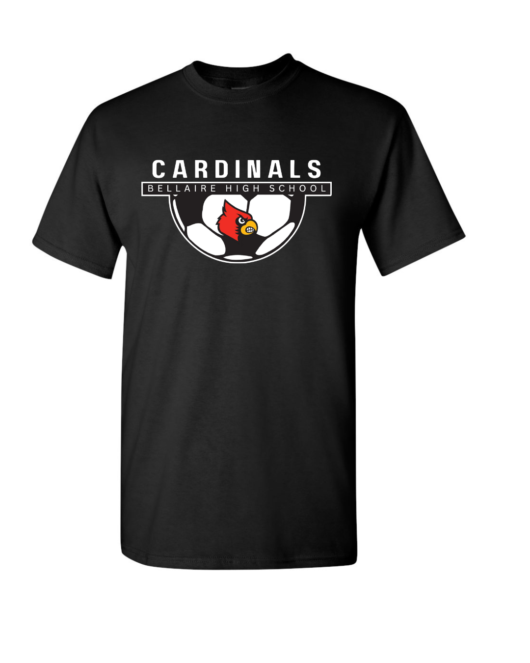Bellaire Cardinals Soccer- Half Ball Cotton Tee- Black