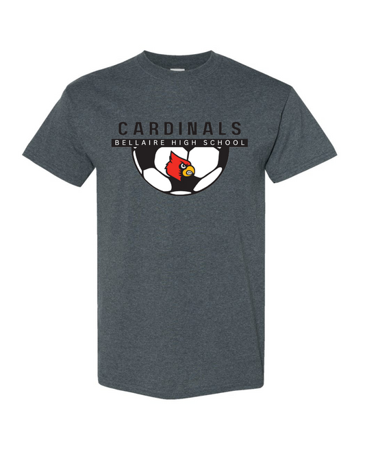 Bellaire Cardinals Soccer- Half Ball Cotton Tee- Heather Grey
