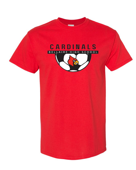 Bellaire Cardinals Soccer- Half Ball Cotton Tee- Red